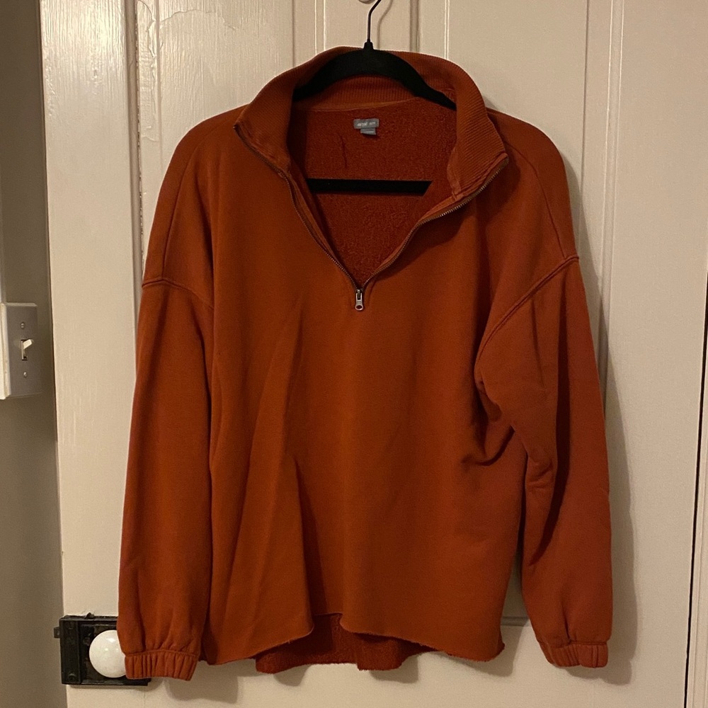 aerie Rust Zip-Up Pullover Sweatshirt